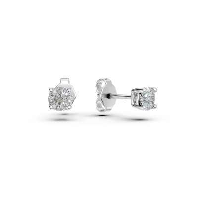 Cercei minimalisti din aur alb cu zirconia solitaire