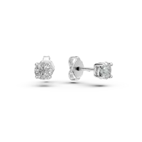 Cercei minimalisti din aur alb cu zirconia solitaire
