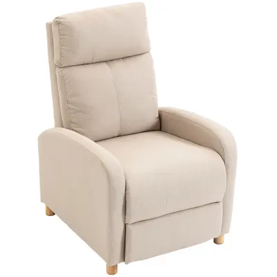 HOMCOM Fotoliu Recliner cu Suport pentru Picioare, Arcuri în Saci, Țesătură In, 87x67x102 cm, Bej | Aosom Romania
