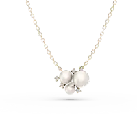 Lant cu pandantiv din aur galben cu diamante de 0.08ct si perle de cultura