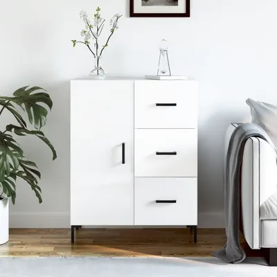 Gossi servanta, alb extralucios, 69,5x34x90 cm, lemn compozit
