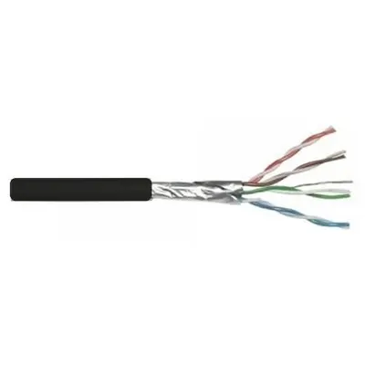 Cablu FTP CAT6 Cupru, ecranat 0.5mm, CUPRU SOLID, rola 305m culoare neagra