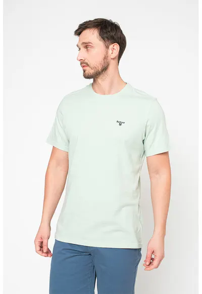 Tricou din bumbac cu decolteu la baza gatului - Verde menta