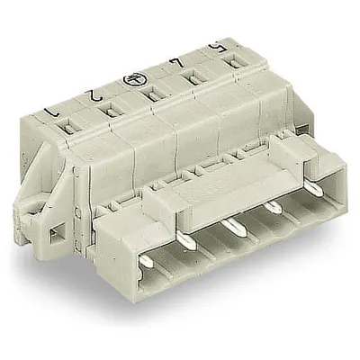 1-conductor male connector; 100% protected against mismating; Preceding ground contact; clamping collar; direct marking; 2.5 mm²; Pin spacing 7.5 mm; 5-pole; 2,50 mm²; light gray