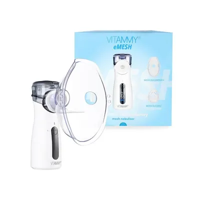 Aparat aerosoli cu tehnologie mesh Vitammy eMESH, afisaj digital, cronometru timp inhalare, functie de autocuratare, incarcare USB-C si masca pentru copii si adulti