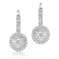 Cercei din aur alb cu diamante baguette si rotunde de 0.48ct