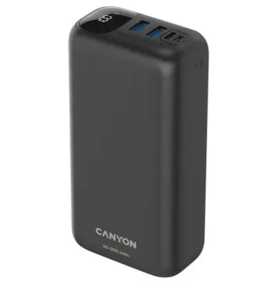 Acumulator Extern Canyon PB301B, 30000 mAh, 2x USB-A, 1x USB Type-C, PD, Quick-Charge, 20W (Negru)