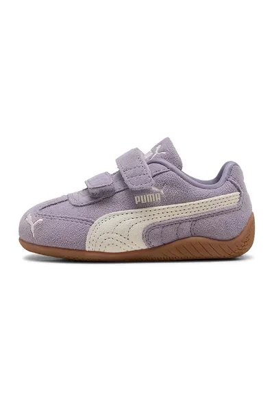 Pantofi sport Speedcat din piele intoarsa cu benzi velcro - Violet prafuit/Alb murdar