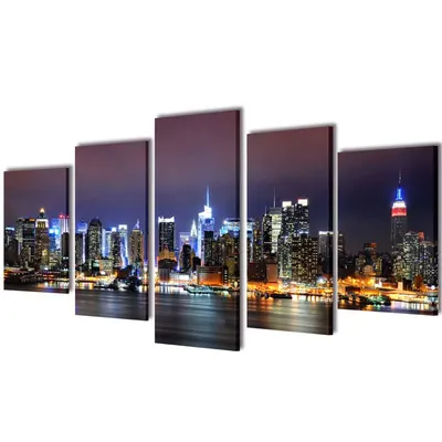 Set tablouri imprimate pe panza, new york skyline, 200x100 cm