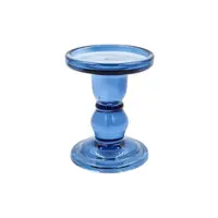 Suport pentru lumânare, tip sfeșnic, din sticlă albastră, cu design clasic, 11x8.5 cm, Arti Casa