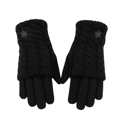 Mănuși damă, Antonio, cu funcție touch și manșetă detașabilă, culoare negru, one size