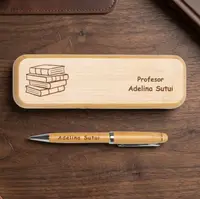 Set pix in cutie din lemn personalizata - profesor