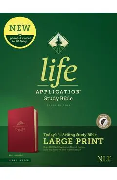 NLT Life Application Study Bible, Third Edition, Large Print (Red Letter, Leatherlike, Berry, Indexed)