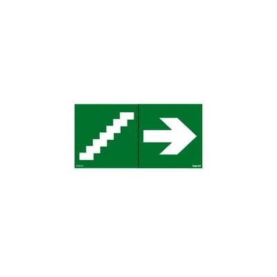 Label - pentru emergency lighting luminaires - stairs on right - 100 x 200 mm