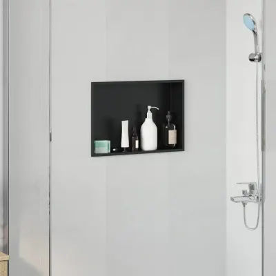 vidaXL Nisă de Duș Negru 45 x 30 x 9,5 cm Oţel inoxidabil