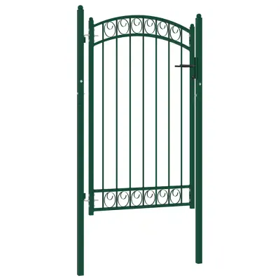 vidaXL Poartă de gard EMMEN cu vârf arcuit, oțel, verde, 100x106 cm