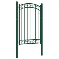 vidaXL Poartă de gard EMMEN cu vârf arcuit, oțel, verde, 100x106 cm