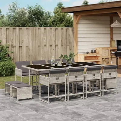 Gossi set mobilier de gradina cu perne 13 piese gri deschis poliratan
