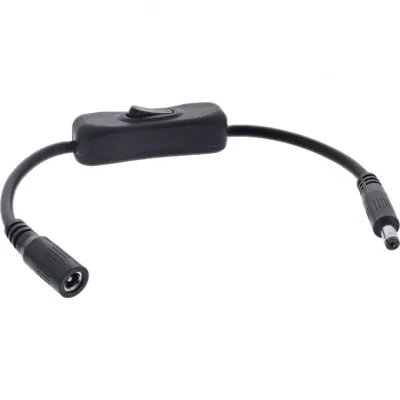 Cablu prelungitor DC 5.5x2.1mm T-M cu switch 0.2m, InLine IL26906B