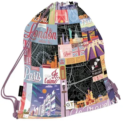 Rucsac sport scolar Lizzy Card Go Travel Black Map