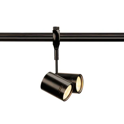 Iluminat decorativ pe sina, BIMA Melodii GU10, pata neagra pentru 240V pista EASYTEC II, QPAR51, cu doua capete, negru, 2x50 W max.
