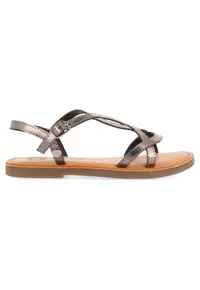 Sandale de piele cu bareta ajustabila - Argintiu