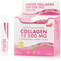 Colagen Marin Hidrolizat Lichid 12.500mg (Acid Hialuronic 50mg + Retinol 800mcg + Elastina 10mg + MSM 200mg + Zinc10 mg + Vitaminele C, B5, D3, K2) 20 fiole