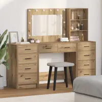 vidaXL Masă de Machiaj 3 buc. Stejar Artizanal 78,5 x 41 x 135 cm