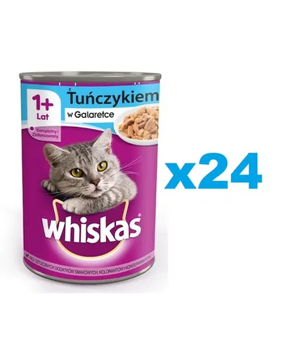 WHISKAS Adult set conserve 24x400 g - hrana pentru pisici adulte, bucati ton in jeleu