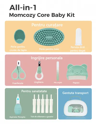 Set ingrijire nou nascut Baby 14 piese Momcozy All in 1 core Baby Kit