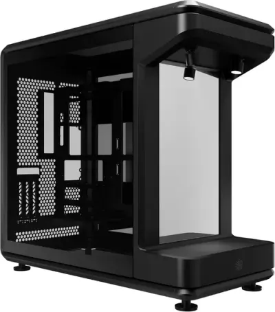 Carcasa Cooler Master MasterFrame 360 STAGE MIRROR, Full Tower, Sticla securizata, 93 L, PCIe 5.0 Riser incluse, 2x Spoturi ARGB (Negru)