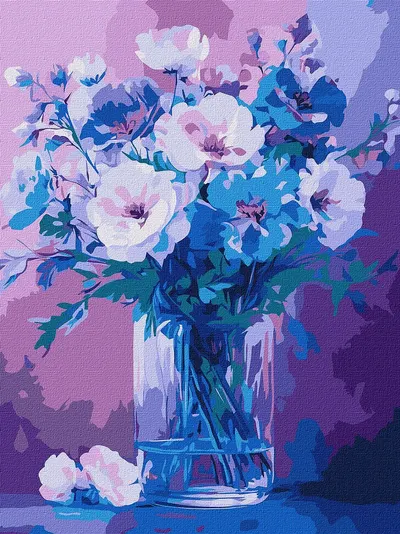 Set pentru pictură după numere Ideyka - Flori delicate, 30 x 40 cm