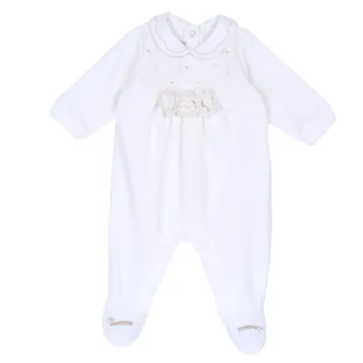 Salopeta bebelusi Chicco din velur, Alb, 00320-69MFCI