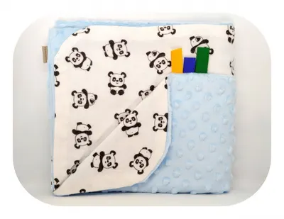 Paturica Minky pentru copii 75x75 cm K-637 Blue Panda
