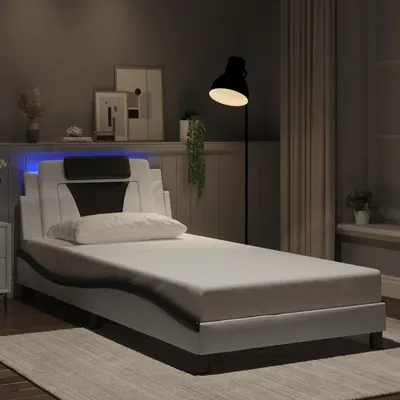 vidaXL Cadru de pat Viana cu LED fără saltea alb/negru 100x200 cm
