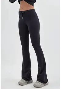 Pantaloni dama - evazati - bleumarin - textil