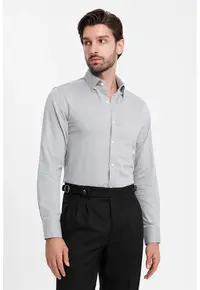 Camasa slim fit din amestec de bumbac - Gri deschis