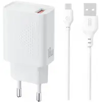 Incarcator Retea Cu Cablu microUSB XO Design L159, 18W, 3A, 1 x USB-A, Alb