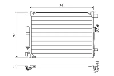 Condensator climatizare (cu uscator) potrivit NISSAN NAVARA NP300; RENAULT ALASKAN 2.3D 01.15