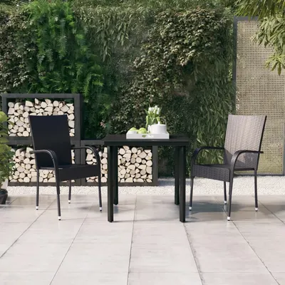 Gossi set de mobilier de gradina, 3 piese, negru
