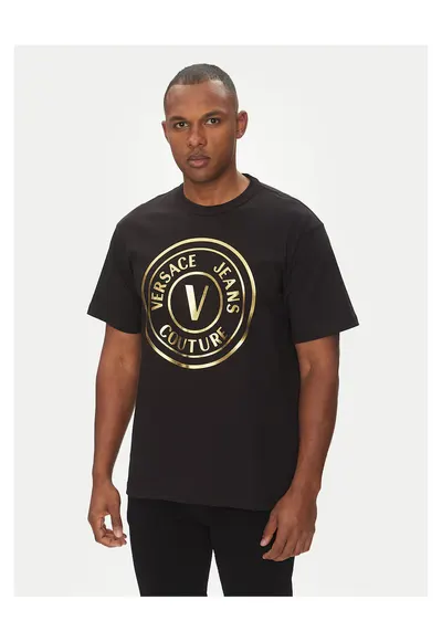 Tricou barbati negru - bumbac - imprimeu logo auriu