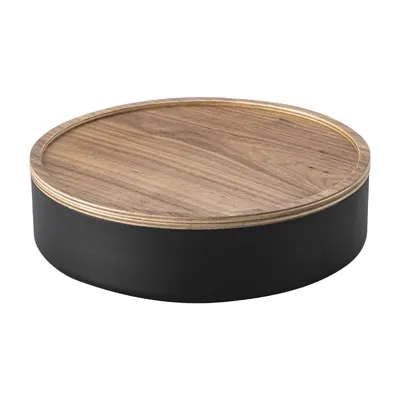 Cutie de depozitare neagră din metal cu capac ø 22x6 cm Rin – YAMAZAKI