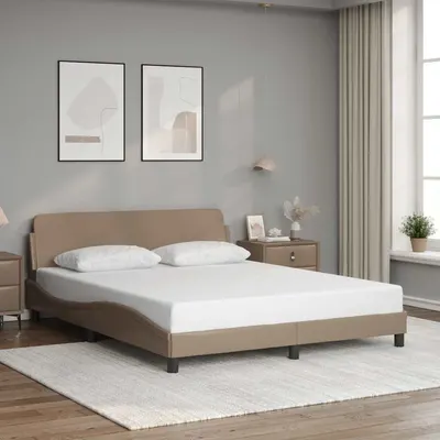 vidaXL Cadru de pat, Dover, cappuccino, 160x200 cm, piele ecologică
