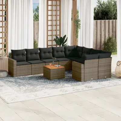 Gossi set mobilier de gradina cu perne, 10 piese, gri, poliratan