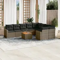 Gossi set mobilier de gradina cu perne, 10 piese, gri, poliratan