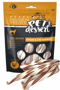 Pet's Dessert Dog Chicken & Cod Sandwich, 80 g