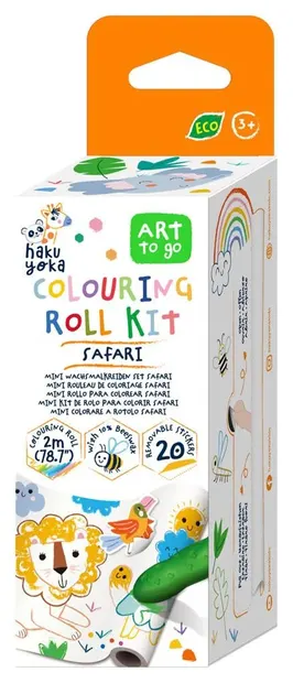 Rolă de colorat cu stickere Haku Yoka - Safari, 2 m