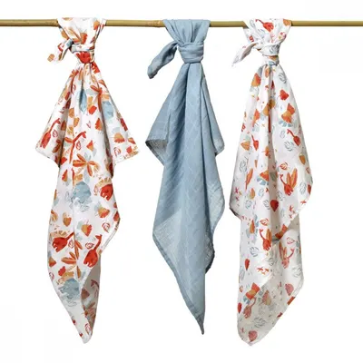 Set 3 scutece din muselina super soft Babyono 34807 din bumbac 70x70 cm