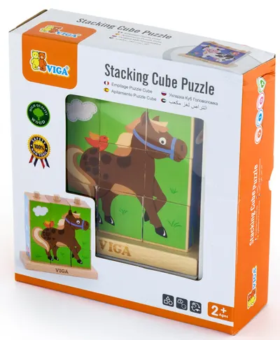 Puzzle educațional cu cuburi Viga - Pets, 9 piese