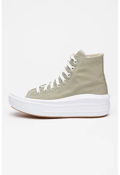 Tenisi high-cut cu platforma Chuck Taylor All Star Move - Alb/Verde pal